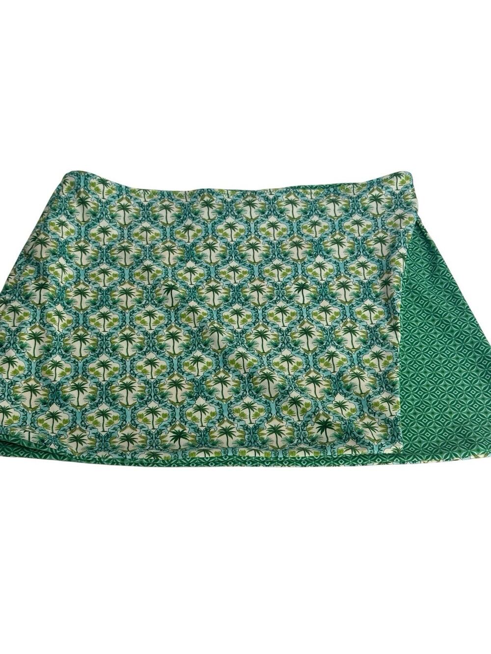 Blackbough Women’s Size M Green Palm Print Wrap Swim Skirt Cover Up Reversible